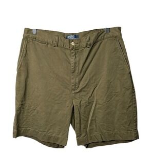 Polo Ralph Lauren Mens Shorts Cotton Olive Green Casual Flat Front
